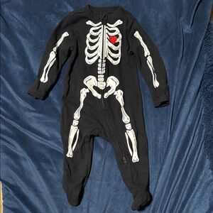 Old Navy Black Skeleton Kids Footie with Red Heart